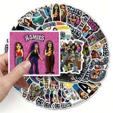 50 件 Homies 复古可爱搞笑爱心涂鸦艺术酷炫美学卡通防水贴纸包成人行李箱水瓶手机笔记本电脑滑板行李派对装饰 - 彩色 - 查看 3