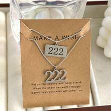 2pcs/Set Creative Angel Number Design Stainless Steel Pendant Necklace, Suitable For Women, Men, Couples, Friends, As Daily Jewelry, Festival Gift - Silver - View 12