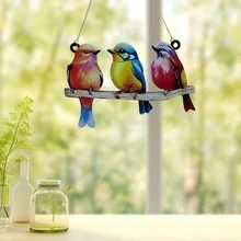 送給鳥類愛好者的完美禮物 - 雙面彩色鐵藝懸掛裝飾,節日和生日禮物的理想選擇 - 彩色 - 查看 1
