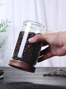 Glass Storage Jar, Kitchen Food Grain Coffee Bean Tea Leaf Sealed Transparent Canister For Storage & Organization - Brown - View 4