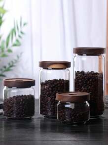 Glass Storage Jar, Kitchen Food Grain Coffee Bean Tea Leaf Sealed Transparent Canister For Storage & Organization - Brown - View 1