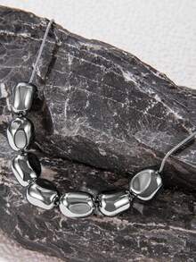 1pc Fashionable Asymmetrical Alloy Metal Ball Necklace With High Sense Of Design - Silver - View 4