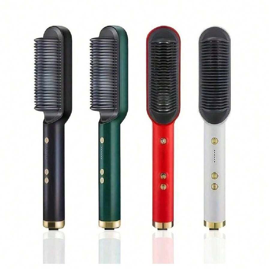 2合1美髮平板夾捲髮梳,電動便攜式防燙快速加熱美髮工具