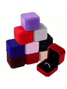 1pc Shell Jewelry Box, Ring Box Velvet Jewelry Box Colorful Velvet Earring Gift Box Shell Jewelry Storage Case Showcase Display Organizer Box For Necklace - Ring Box - View 1