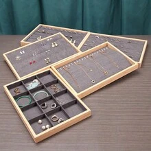 1pc Creative Bamboo & Wooden Jewelry Display Tray, Storage Organizer For Rings, Necklaces, Earrings Multipurpose Rack - Bamboo Necklace Plate - View 1