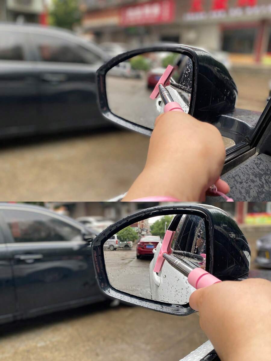 2合1伸縮式便攜式擦窗器：適用於清潔汽車後視鏡、加油站玻璃窗、淋浴玻璃和擋風玻璃！ - 彩色 - 查看 1