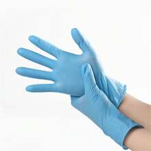 10入組/包一次性藍色丁腈手套,防濺濕,耐用,加厚,非常適合廚房洗滌和清潔 - 藍色 - 查看 5