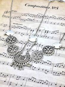 1 件复古风格女式金属雕刻水滴和流苏装饰头带，适合装扮海滩比基尼风格和日常服装头饰 - 銀色 - 查看 5