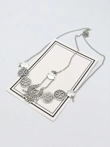 1 件复古风格女式金属雕刻水滴和流苏装饰头带，适合装扮海滩比基尼风格和日常服装头饰 - 銀色 - 查看 4