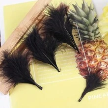 50入組/袋自然羽毛,有白、黑、紅、藍四種顏色,長度為8-12cm/3.15-4.72in,非常適合diy工藝、裝飾和送禮 - 黑色 - 查看 9