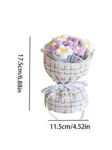 7入組手編鉤花束,手工編織花束,情人節編織玫瑰雛菊適用於生日婚禮和家居裝飾 - 毛線花 - 查看 5