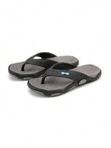 Men's Summer Casual Minimalist Massage Sole Flip Flops With Body Function Design, Two-Tone - Grey - View 5