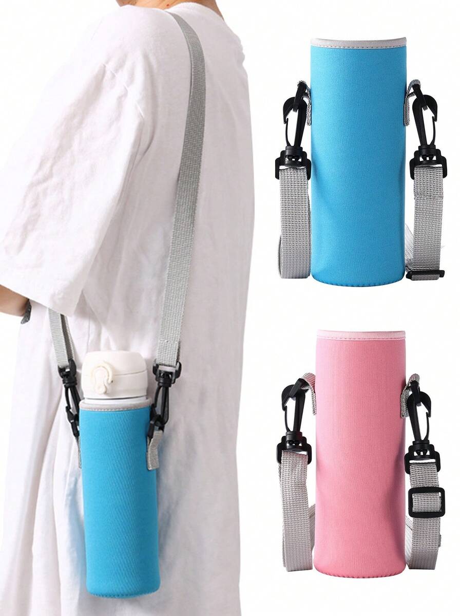 1個大容量戶外可攜式潛水材質保溫杯套,加厚保溫杯套（適用於750-1000ml杯子）,可調式斜跨肩帶,水在低溫或高溫下可保持數小時 - 藍色 - 查看 1