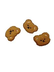 2pcs Teddy Bear Embroidery Self-Adhesive Plush Patch, Cartoon Mend Fabric Patch For Clothes, Backpack, Jacket, Hole Repair - Coffee Brown - View 5