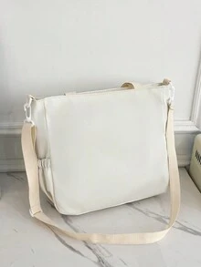 日系女斜背包學院風手提包上學通勤卡通人物大容量單肩包學生 - 白色 - 查看 7