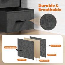 Dresser For Bedroom, Storage Drawers, Skinny Fabric Storage Tower With 4 Drawers, Tower Organizer Unit, Chest Of Drawers With Wooden Top For Closet, Nursery, Laundry, Living Room, Hallway, Office - 灰色 - 查看 6