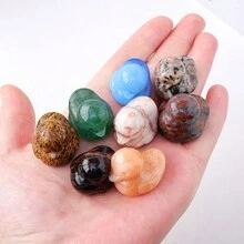 Natural Crystal Cute Duck Statue Crafts Home Decor Reiki Healing Crystal Carved Gemstone Figurine - Red Grid - View 11