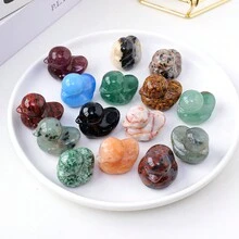 Natural Crystal Cute Duck Statue Crafts Home Decor Reiki Healing Crystal Carved Gemstone Figurine - Red Grid - View 7