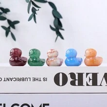 Natural Crystal Cute Duck Statue Crafts Home Decor Reiki Healing Crystal Carved Gemstone Figurine - Red Grid - View 8