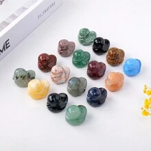 Natural Crystal Cute Duck Statue Crafts Home Decor Reiki Healing Crystal Carved Gemstone Figurine - Red Grid - View 5