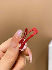 6 piezas Pinzas para el cabello de niña con decoración de flores rojas y rosas, y fresas - Multicolor - Ver 8