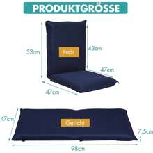 Foldable Floor Chair, Floor Armchair With 6-Level Adjustable Backrest, Floor Sofa With Removable Cover, While Reading, Watching TV, Gaming - Blue - View 2