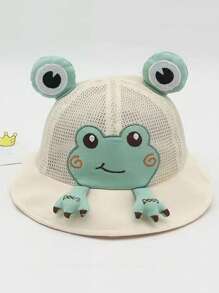 1 Pieza Sombrero De Sol De Malla Transpirable Con Diseño De Rana Lindo Y Versátil Para Niños, Primavera Y Verano - Celeste - Ver 6