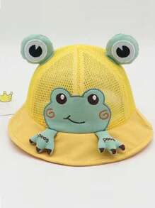 1 Pieza Sombrero De Sol De Malla Transpirable Con Diseño De Rana Lindo Y Versátil Para Niños, Primavera Y Verano - Celeste - Ver 2