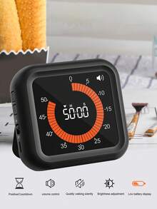 1pc Visual Timer Simple Muted Kitchen Baking Cooking Time Manager - Multicolor - View 4