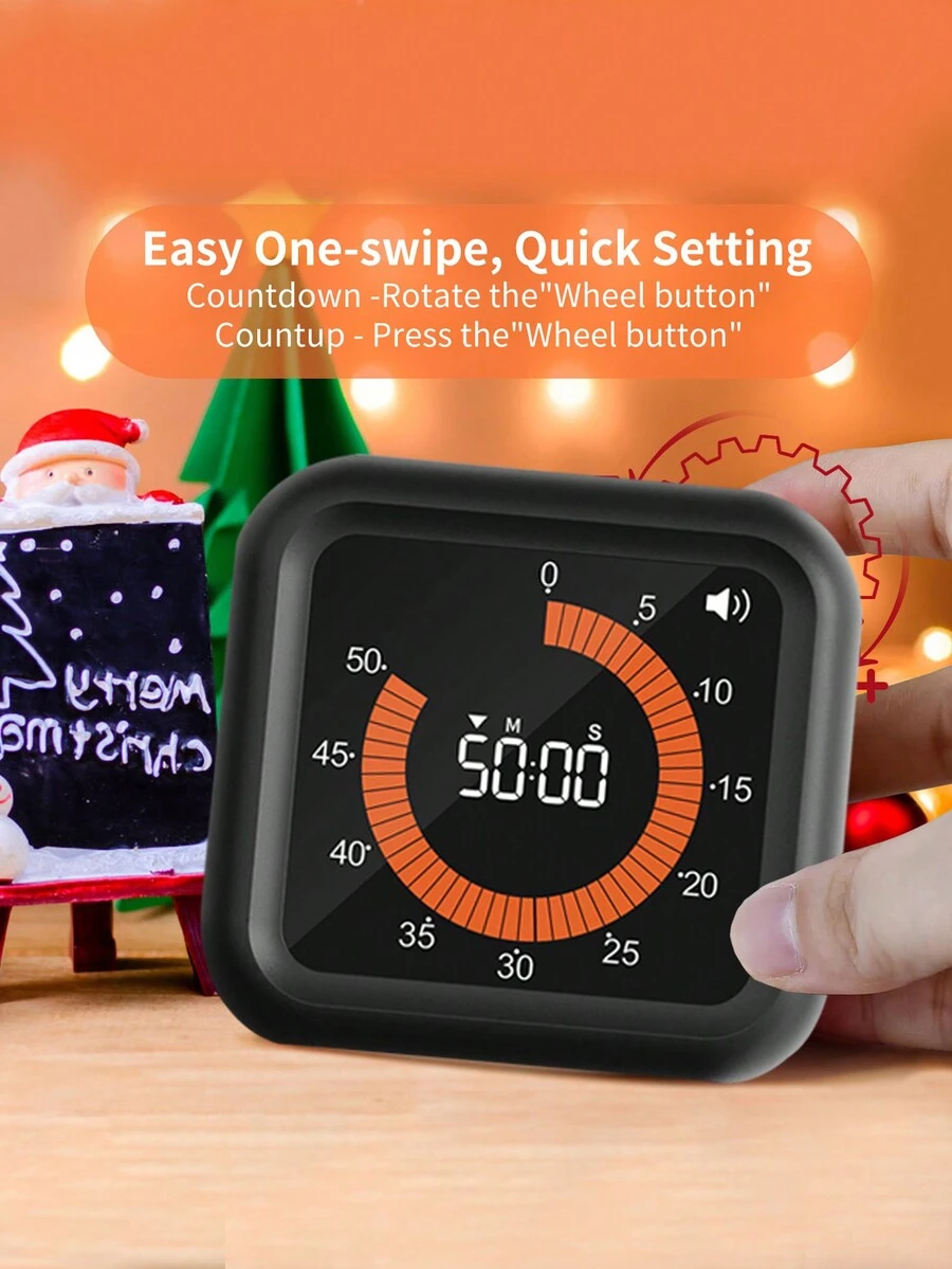 1pc Visual Timer Simple Muted Kitchen Baking Cooking Time Manager - Multicolor - View 1