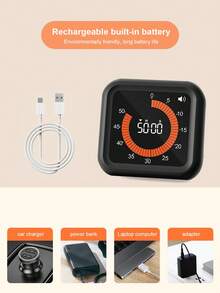 1pc Visual Timer Simple Muted Kitchen Baking Cooking Time Manager - Multicolor - View 3