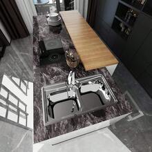 1卷黑灰色自粘pvc防水壁紙,大理石圖案乙烯基覆層,可移除裝飾牆貼紙。適用於廚房檯面、櫥櫃、衣櫥家裝貼紙 - 紅色 - 查看 5