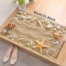 1pc Random Color Crystal Velvet Kitchen Mat, Non-Washable, Anti-Oil, Waterproof, Anti-Slip, Absorbent, Dirt-Resistant Floor Mat - Beach Conch - View 2
