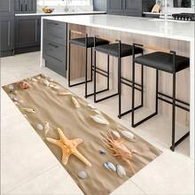 1pc Random Color Crystal Velvet Kitchen Mat, Non-Washable, Anti-Oil, Waterproof, Anti-Slip, Absorbent, Dirt-Resistant Floor Mat - Beach Conch - View 4
