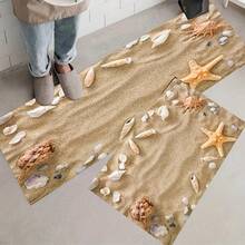 1pc Random Color Crystal Velvet Kitchen Mat, Non-Washable, Anti-Oil, Waterproof, Anti-Slip, Absorbent, Dirt-Resistant Floor Mat - Beach Conch - View 1