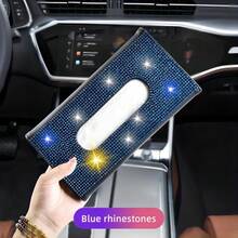 汽車面紙盒/座,遮陽板紙餐巾盒,豪華pu皮革後座面紙盒,購買面紙/紙箱 - 藍色 - 查看 1