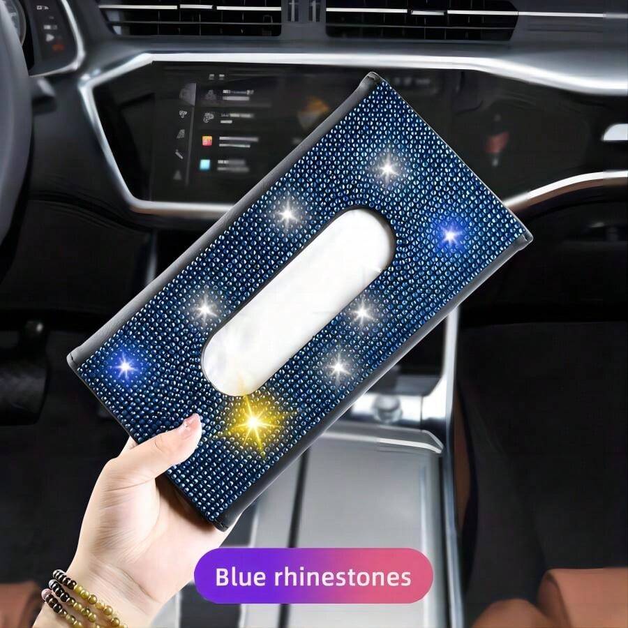 汽車面紙盒/座,遮陽板紙餐巾盒,豪華pu皮革後座面紙盒,購買面紙/紙箱 - 藍色 - 查看 1