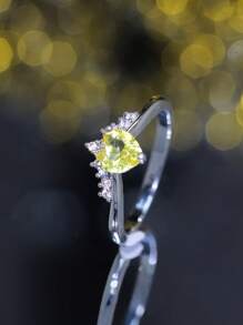 1 件時尚浪漫心形立方氧化鋯女式永恆戒指,理想的情人節約會或儀式禮物 - 紅剛玉 - 查看 2