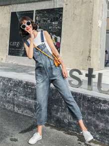 Denim Jumpsuit With Front Pocket