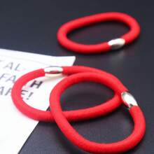 3 件装红色弹性发带，红色弹性发带，适合婚礼派对 - 紅色 - 查看 4