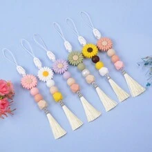 3入組時尚矽膠雛菊花吊墜手機鍊鑰匙鏈錢包手提包背包汽車便利吊墜,適用於女性手機殼的萬用配件,最佳假日禮物 - 雛菊花 - 查看 1