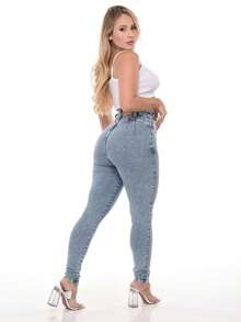 Women Jeans - 淺色水洗藍 - 查看 6