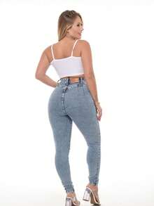 Women Jeans - 淺色水洗藍 - 查看 7