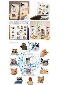50pcs Cute Cat Waterproof Stickers DIY Creative Toys For Water Bottle Scrapbook Luggage Computer Skateboard Phone Halloween Thanksgiving Christmas Gift - Multicolor - View 5