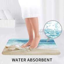 3 件套浴室地毯套装，海滩图案，吸水海绵浴缸垫，超柔软防滑浴室地毯和吸水浴室垫，U 型轮廓地毯，浴室垫，马桶盖，适用于浴室/淋浴，浴室配件，浴室用品，浴室装饰，家居装饰 - 海灘D - 查看 7