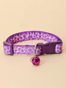 1pc Puppy & Kitten Purple Mesh Design Collar With Bell - Pet Decorative Collar - View 1