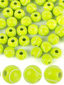 20入流行丙烯酸珠,適用於籃球,足球,棒球,網球主題手鏈製作,適用於日常時尚搭配和節日禮物 - 彩色 - 查看 10