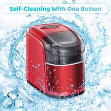 Havato Ice Maker Machine For Countertop,Portable Ice Cube Maker With Self-Cleaning, 26LBS/24H Compact Automatic Ice Makers,9 Cubes Ready In 6-8 Minutes,For Home/Kitchen/Office/Bar - 酒紅色 - 查看 4