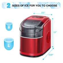 Havato Ice Maker Machine For Countertop,Portable Ice Cube Maker With Self-Cleaning, 26LBS/24H Compact Automatic Ice Makers,9 Cubes Ready In 6-8 Minutes,For Home/Kitchen/Office/Bar - 酒紅色 - 查看 5