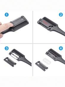 1 peine cortador de cabello, rasuradora de doble filo, recortador de puntas abiertas y estilizador para cortar y peinar cabello delgado y grueso - Negro - Ver 5